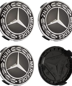 Τάπες κέντρου ζάντας Mercedes Benz - Μαύρη Δάφνη - SET 4τμχ