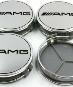 Καπάκια Ζάντας Mercedes Benz AMG Ασημί 4τμχ
