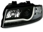 Φανάρια εμπρός Audi A4 B6 (2001-2004) led Lightbar Design -μαύρα , με λάμπες (Η1) - σετ 2τμχ. - Image 2