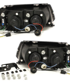Φανάρια εμπρός Vw Passat 3Β/B5 (1997-2000) led - μαύρα , με λάμπες (Η1) - σετ 2τμχ.