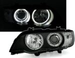 Φανάρια εμπρός BMW X5 με εργοστασιακά xenon (1999-2003) angel eyes - μαύρα , με λάμπες (Η7) - σετ 2τμχ.
