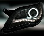 Φανάρια εμπρός Vw Tiguan (2007-2011) led/angel eyes, με λάμπες (Η1) - σετ 2τμχ. - Image 2