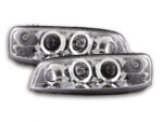 Φανάρια εμπρός Fiat Punto (1999-2003) angel eyes - chrome , με λάμπες (Η1) - σετ 2τμχ.