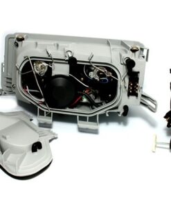Φανάρια εμπρός Mercedes W201 E190 1982-1993) angel eyes, μαύρα , με λάμπες (Η1) - σετ 2τμχ.