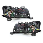 Φανάρια εμπρός Fiat Stilo 3 πορτο (2001-2008) led - μαυρα , με λάμπες (Η1) - σετ 2τμχ.