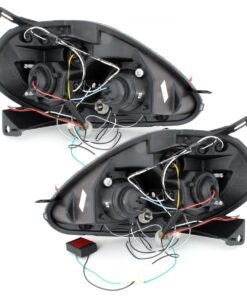 Φανάρια εμπρός Fiat Grande Punto (2005-2008) angel eyes - chrome , με λάμπες (Η1) - σετ 2τμχ.