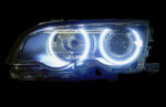 Φανάρια εμπρός BMW E46 sedan (2001-2005) angel eyes - μαύρα με CCFL , χωρίς λάμπες (Η7) - σετ 2τμχ.