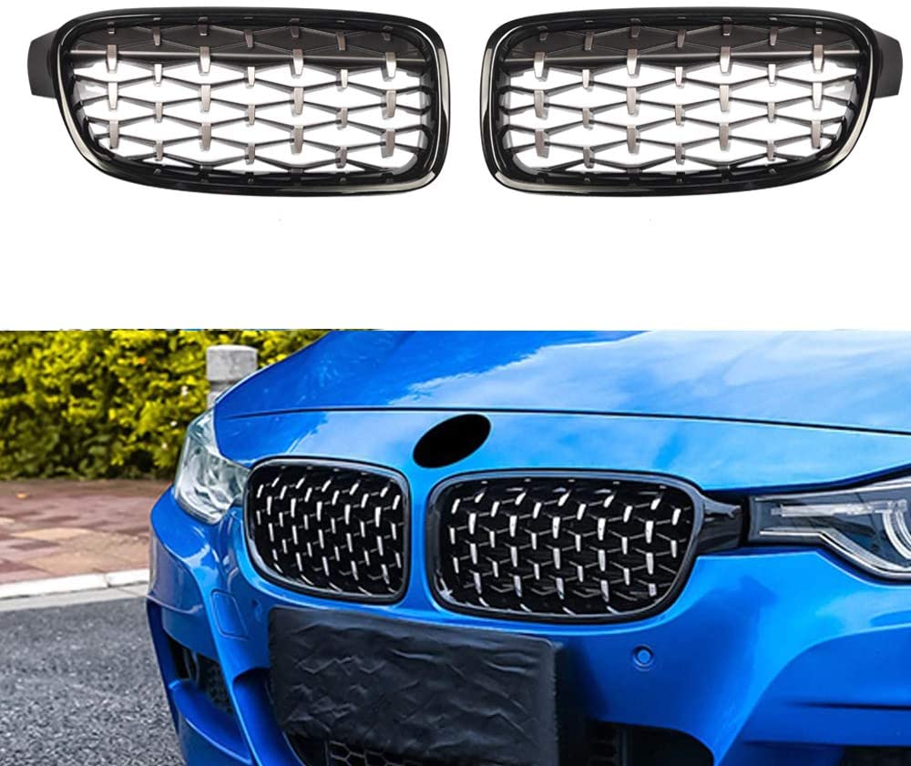 original-63014 Μάσκα BMW F30 (2011-2019) - γυαλιστερή - Diamond Design - χρωμίου/μαύρη - 2τμχ. - Image 1
