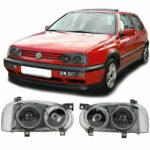 Φανάρια εμπρός Vw Golf ΙΙΙ με προτζέκτορα - ΜΚ2 design φιμέ , με λάμπες (Η1) - σετ 2τμχ. - Image 5