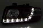 Φανάρια εμπρός Audi A4 (2001-2004) led - μαύρο , με λάμπες (Η1) - σετ 2τμχ. - Image 2