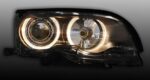 Φανάρια εμπρός BMW E46 sedan (2001-2005) angel eyes - μαύρα , χωρίς λάμπες (Η7) - σετ 2τμχ. - Image 3