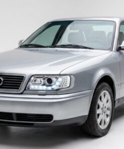 Φανάρια εμπρός Audi 100 C4 (1990-1994) led Dayline - chrome , με λάμπες (Η1) - σετ 2τμχ.