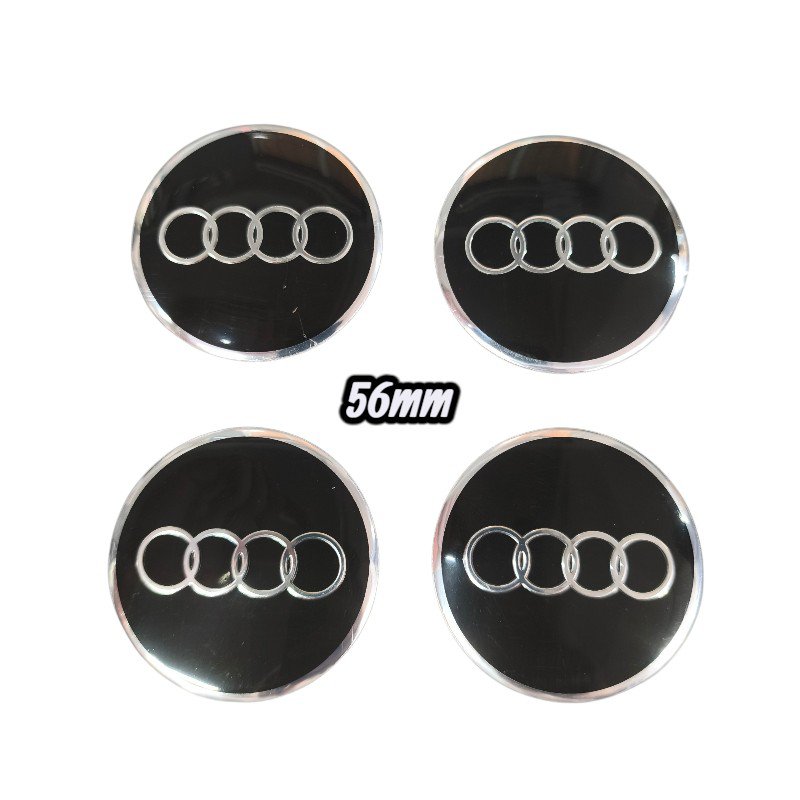 Αυτοκόλλητα αλουμινίου ζαντών Audi μαύρο χρωμίου 56mm