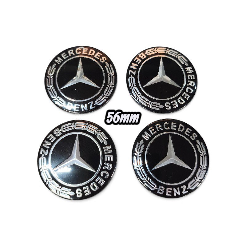 Αυτοκόλλητα αλουμινίου ζαντών Mercedes μαύρα 56mm Αυτοκόλλητα αλουμινίου ζαντών Mercedes μαύρα 56mm