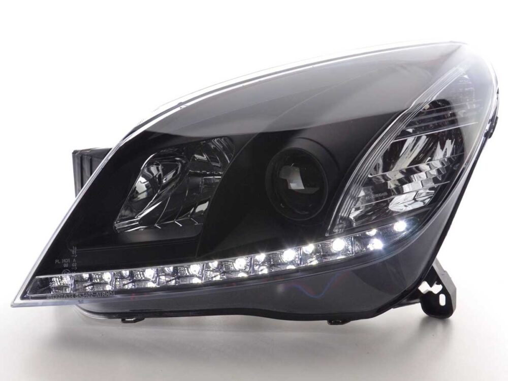 Φανάρια εμπρός Opel Astra H (2004-2009) led - black , με λάμπες (Η1) - σετ 2τμχ.