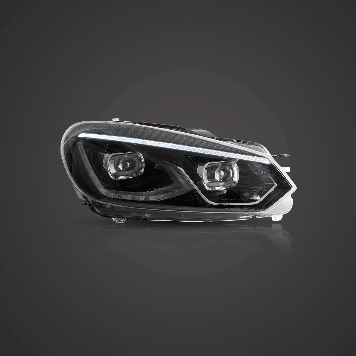 original-91578 Φανάρια εμπρός Vw Golf 6 (2008-2014) led μαύρα, χωρίς λάμπες (D2S) - σετ 2τμχ. - Image 1