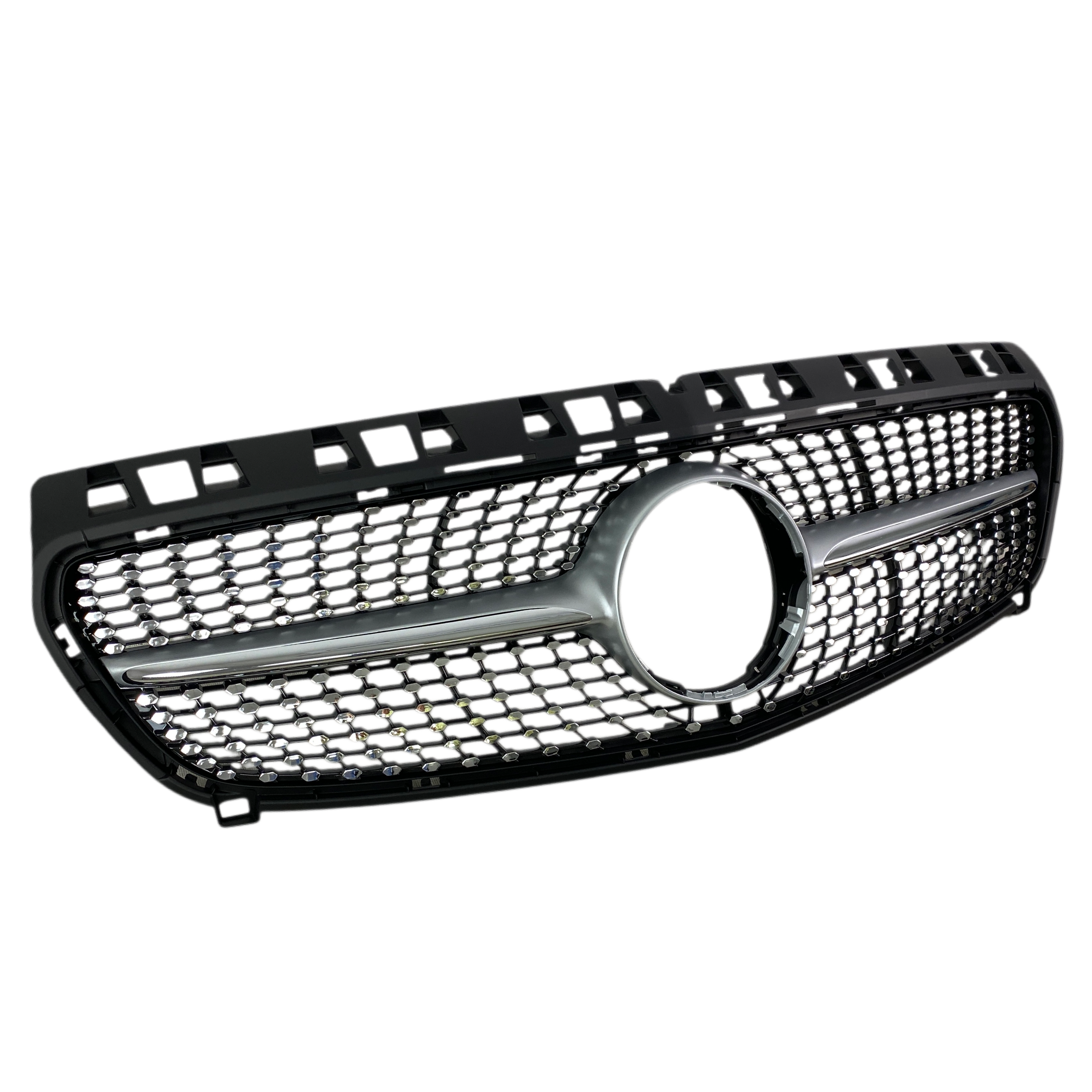 original-92504 Μάσκα Mercedes W176 A-Class (2013-2015) - Diamond design, μάυρη με πλαίσιο χρωμίου - Image 1